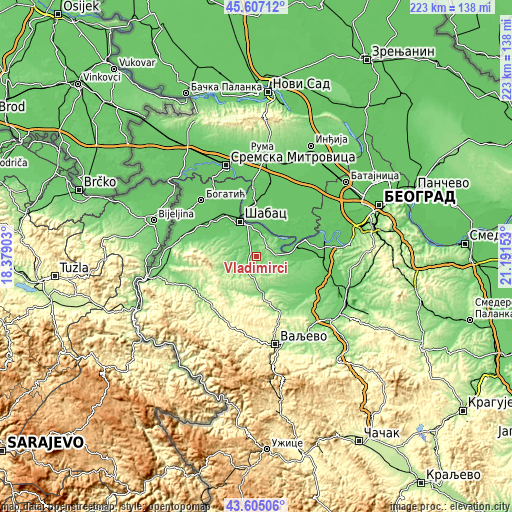 Topographic map of Vladimirci