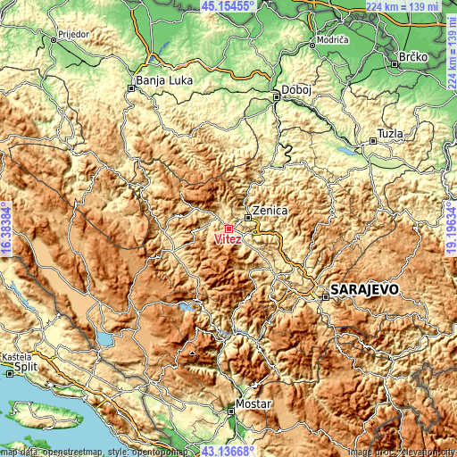 Topographic map of Vitez