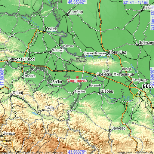 Topographic map of Višnjićevo