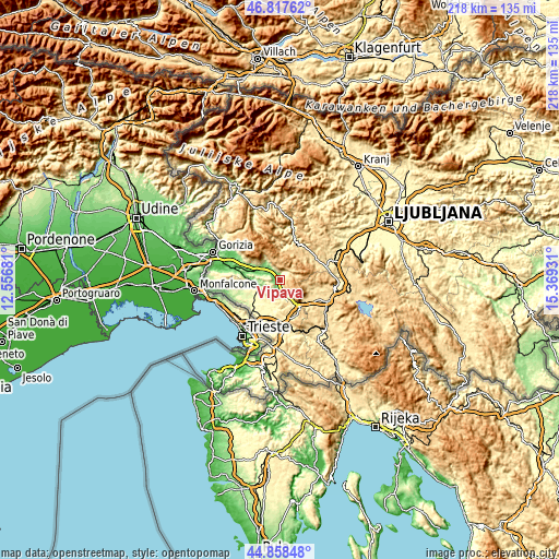 Topographic map of Vipava