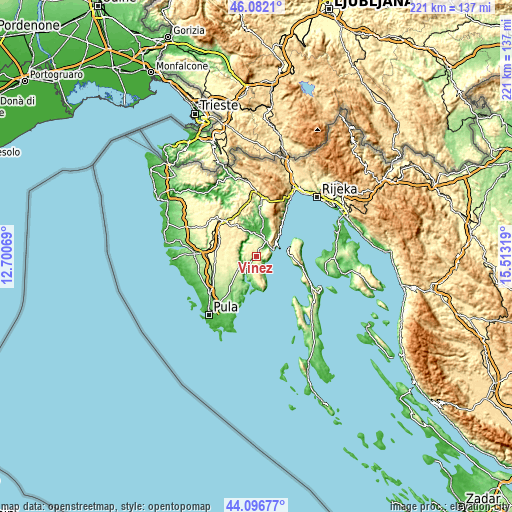 Topographic map of Vinež