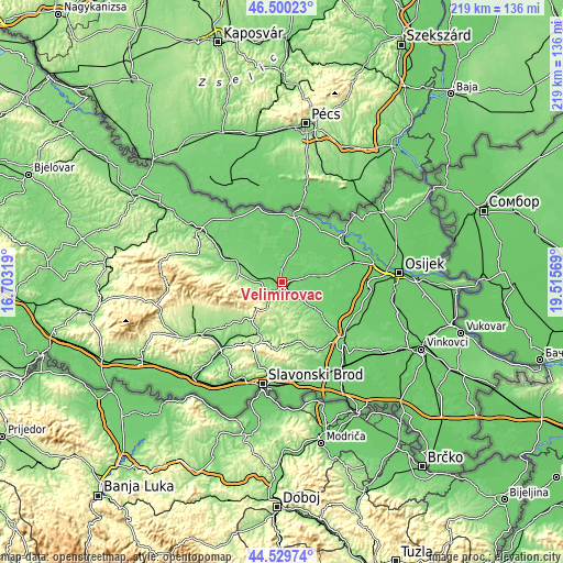 Topographic map of Velimirovac