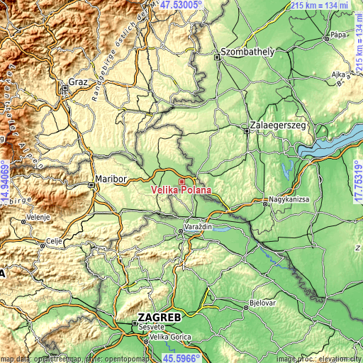 Topographic map of Velika Polana