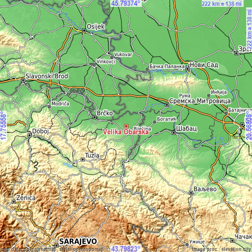 Topographic map of Velika Obarska
