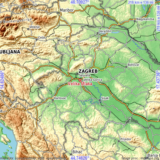 Topographic map of Velika Mlaka