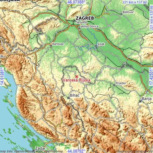 Topographic map of Varoška Rijeka