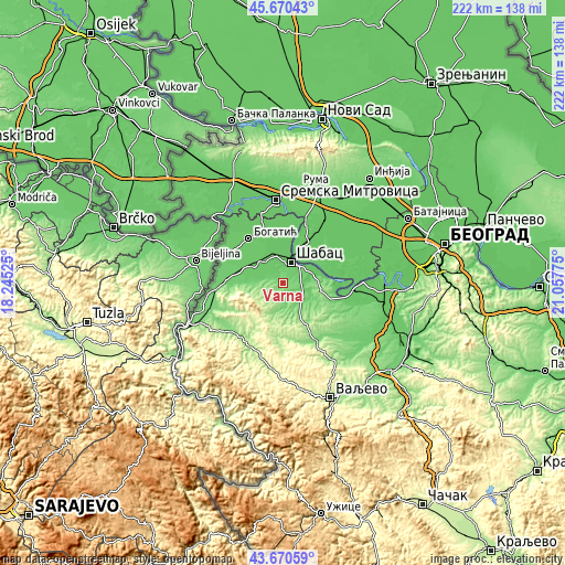 Topographic map of Varna