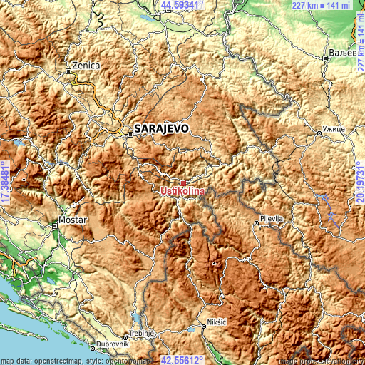 Topographic map of Ustikolina