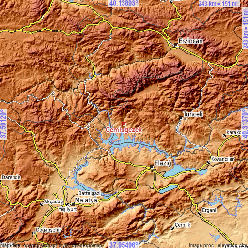 Topographic map of Çemişgezek