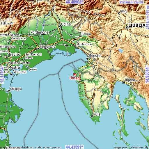 Topographic map of Umag
