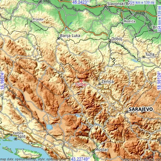 Topographic map of Turbe