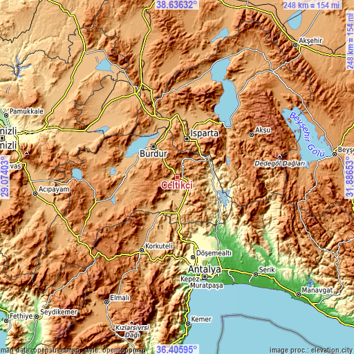 Topographic map of Çeltikçi