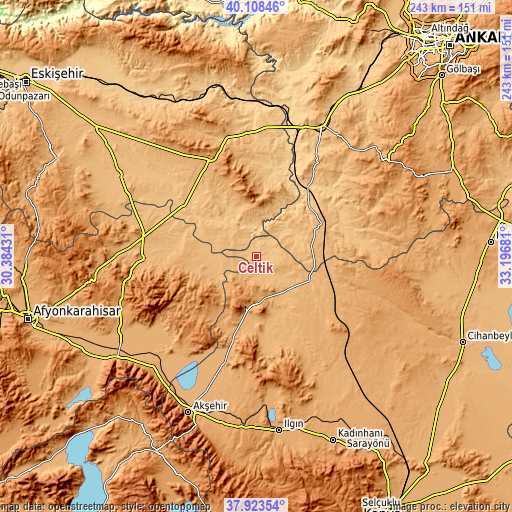 Topographic map of Çeltik