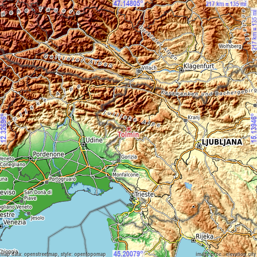 Topographic map of Tolmin