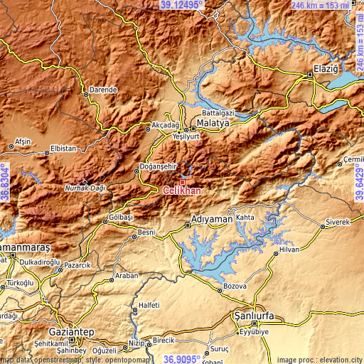 Topographic map of Çelikhan