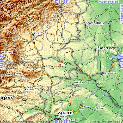Topographic map of Tišina