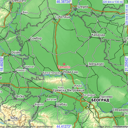 Topographic map of Temerin
