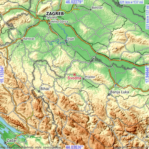 Topographic map of Svodna