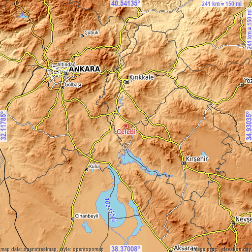 Topographic map of Çelebi