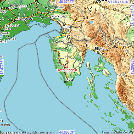 Topographic map of Svetvinčenat