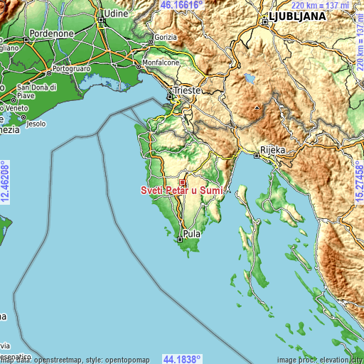 Topographic map of Sveti Petar u Šumi