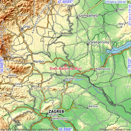 Topographic map of Sveti Martin na Muri