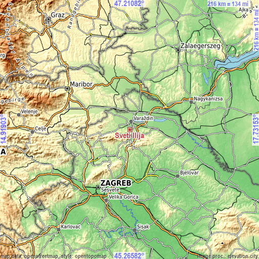 Topographic map of Sveti Ilija