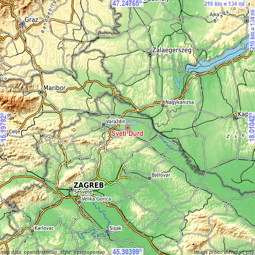 Topographic map of Sveti Ðurđ