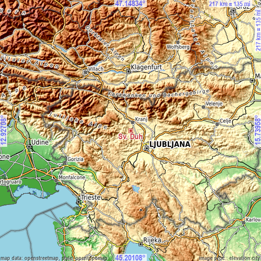 Topographic map of Sv. Duh