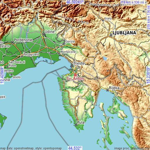 Topographic map of Sv. Anton