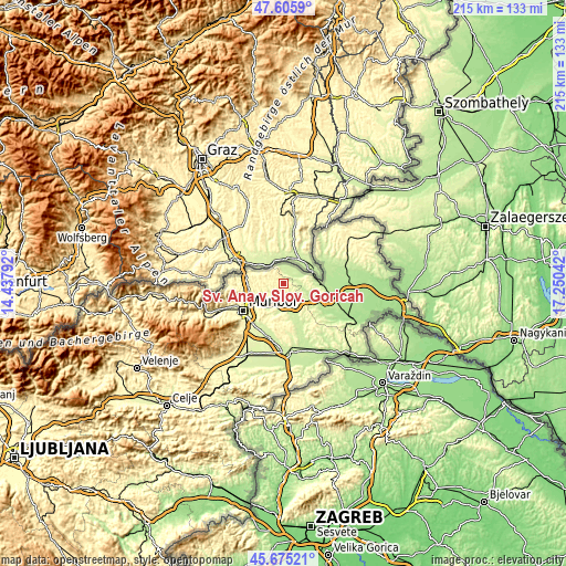 Topographic map of Sv. Ana v Slov. Goricah