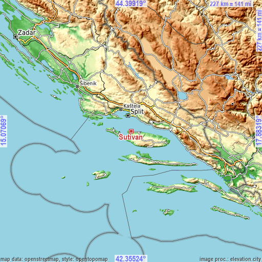 Topographic map of Sutivan