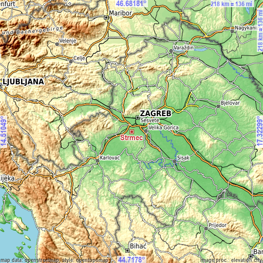 Topographic map of Strmec