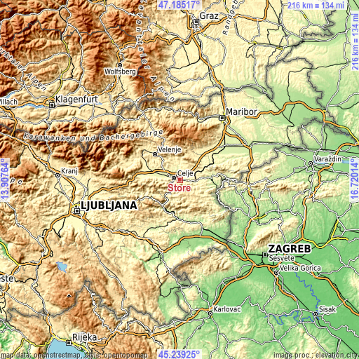 Topographic map of Štore