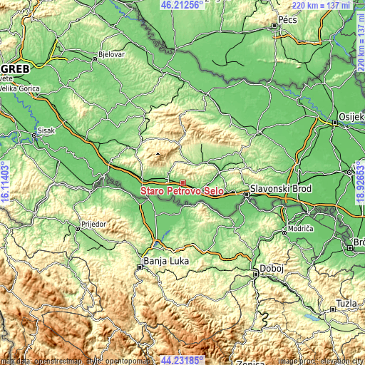 Topographic map of Staro Petrovo Selo