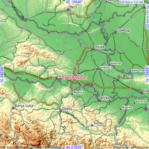 Topographic map of Stari Perkovci