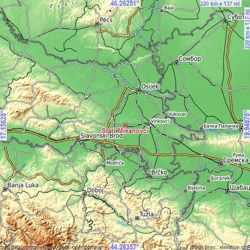 Topographic map of Stari Mikanovci