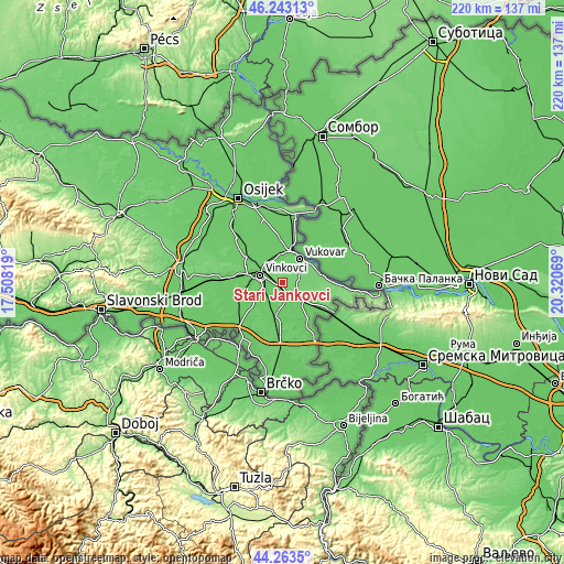 Topographic map of Stari Jankovci