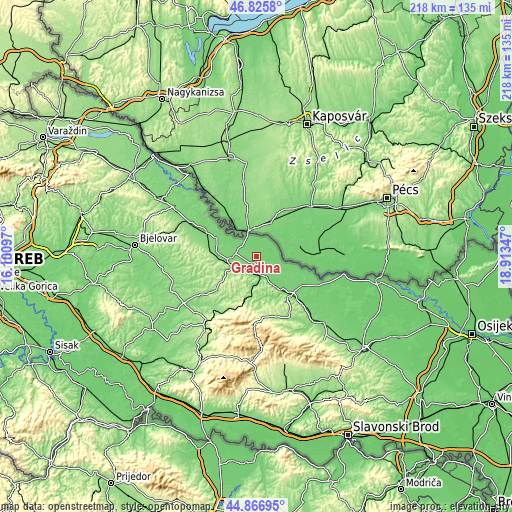 Topographic map of Gradina