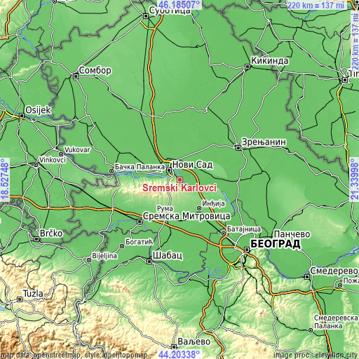 Topographic map of Sremski Karlovci