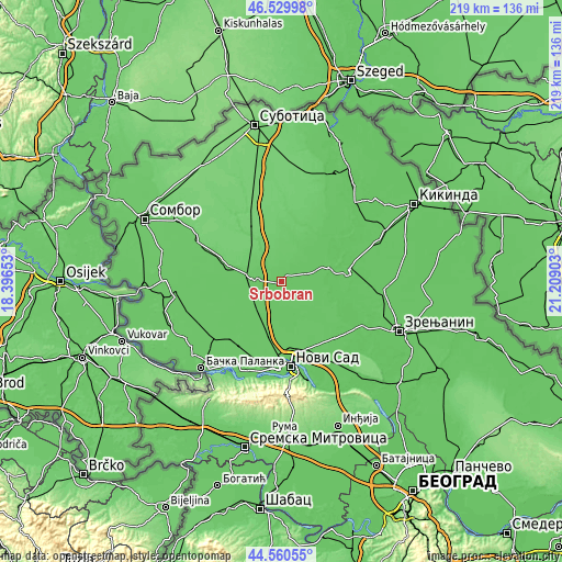 Topographic map of Srbobran