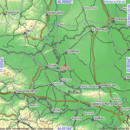 Topographic map of Sonta