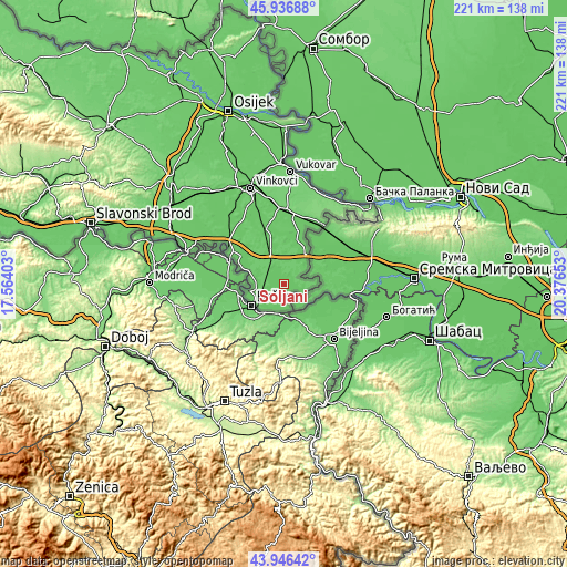 Topographic map of Soljani