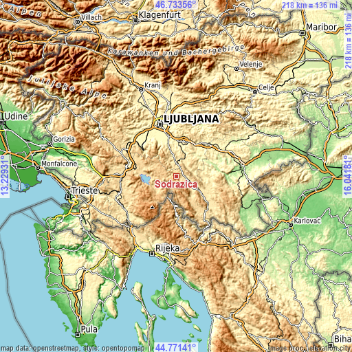 Topographic map of Sodražica