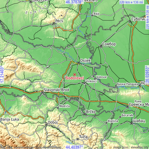 Topographic map of Šodolovci