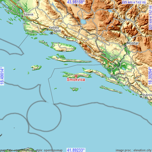 Topographic map of Smokvica