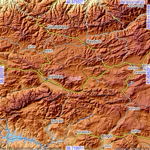 Topographic map of Çayırlı