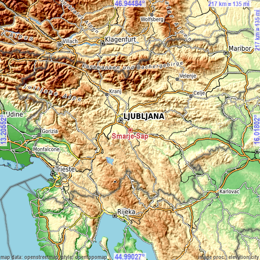 Topographic map of Šmarje-Sap