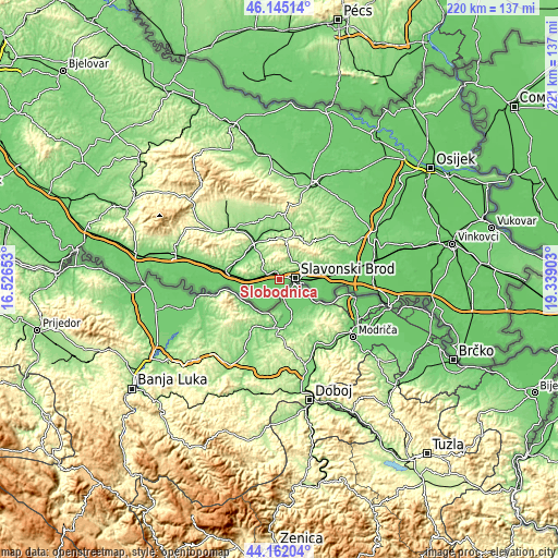 Topographic map of Slobodnica