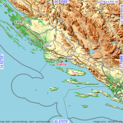 Topographic map of Slatine